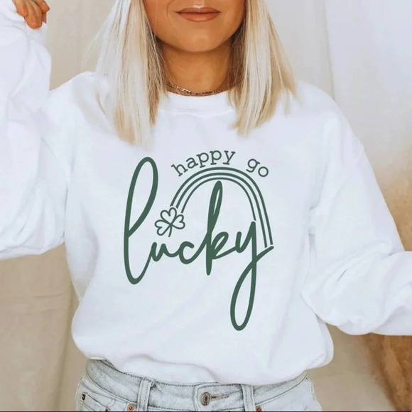 Happy Go LUCKY Crewneck St‎ Patricks Day sweatshirt - Picture 1 of 5